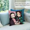 Anime Demon Slayer Kamado Tanjirou Kamado Nezuko Pillow Case Short Plush Sofa Decorative Gift Home Double-sided Printing Cushion