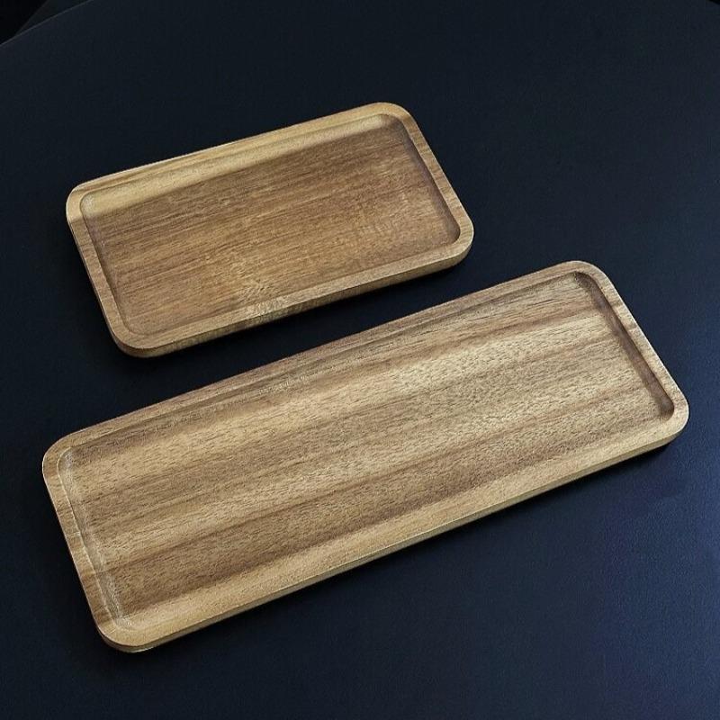 High-end Acacia Wood Rectangular Tray Cafe Plate Afternoon Tea Dessert Plate Bread Serving Tray Tea Tray