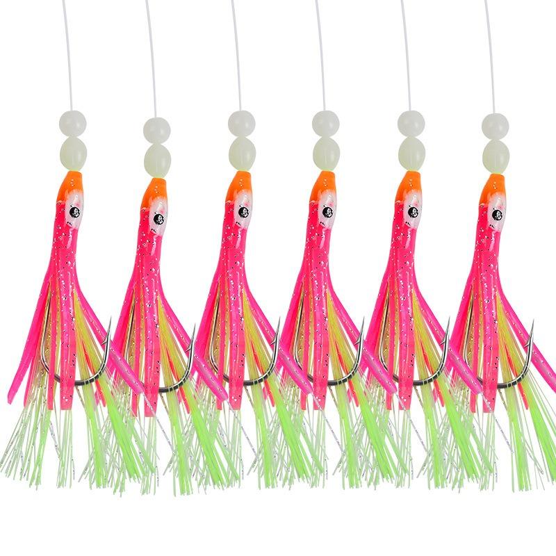 6 szt./zestaw 3/0#4/0# Luminous Cluster Miękka Przynęta Węgorz Przypony Haczyki Sznurowe Przynęta Ryby Saury Kałamarnica Makrela Ostrobok Sprzęt do Wędkarstwa Morskiego