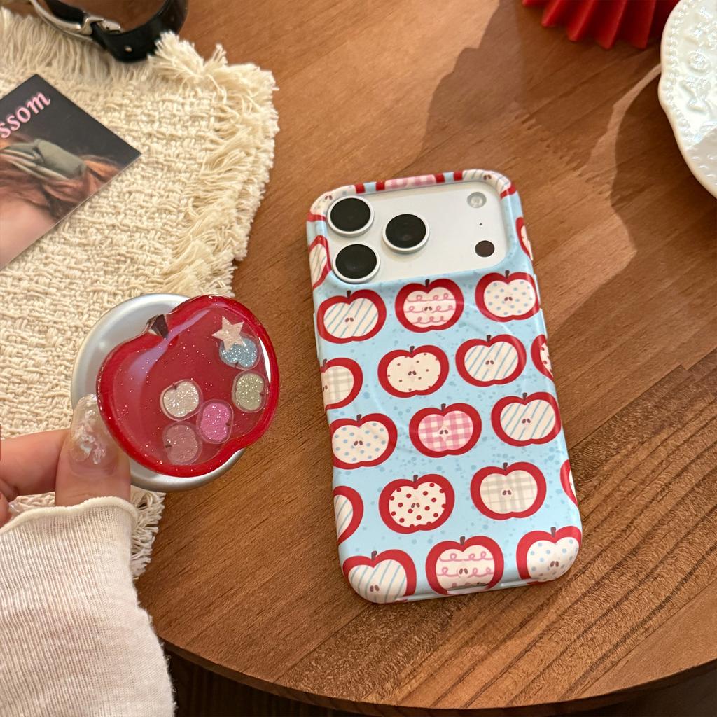 Red apple magnetic suction bracket applies to 17promax soft film iphone16 mobile phone case 15 fun and creative 13 Korean