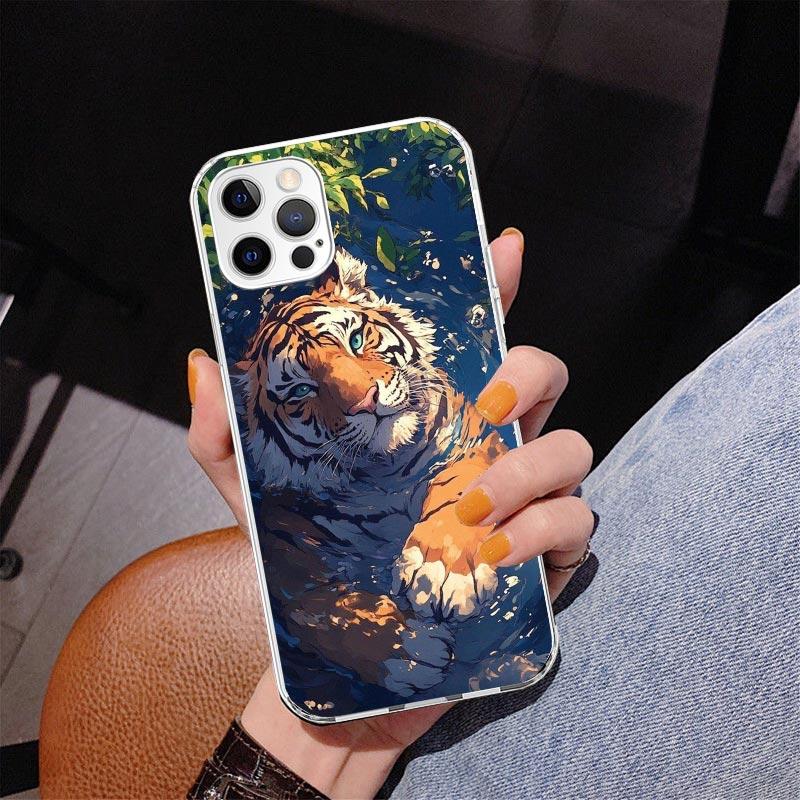 Superior Tiger Pattern Art Phone Case For iPhone 13 12 Mini 11 Pro Max XS XR X SE 7 8 Plus 5S 5 6S 6 Gift Print Cover Fundas