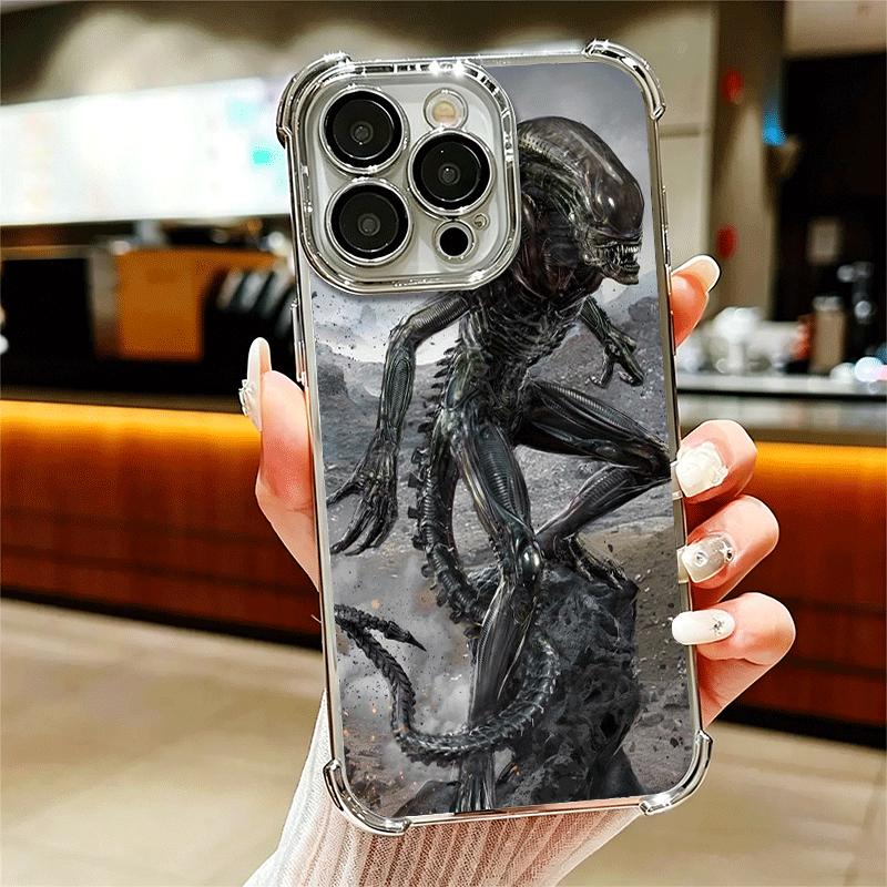 

A-Alien Vs P-Predator Plating Phone Case For Iphone 16 17 Pro Max Air 16E 14 15 Plus 12 13 Mini Anti-Fall Airabag Cover iPhone 16 Pro Max