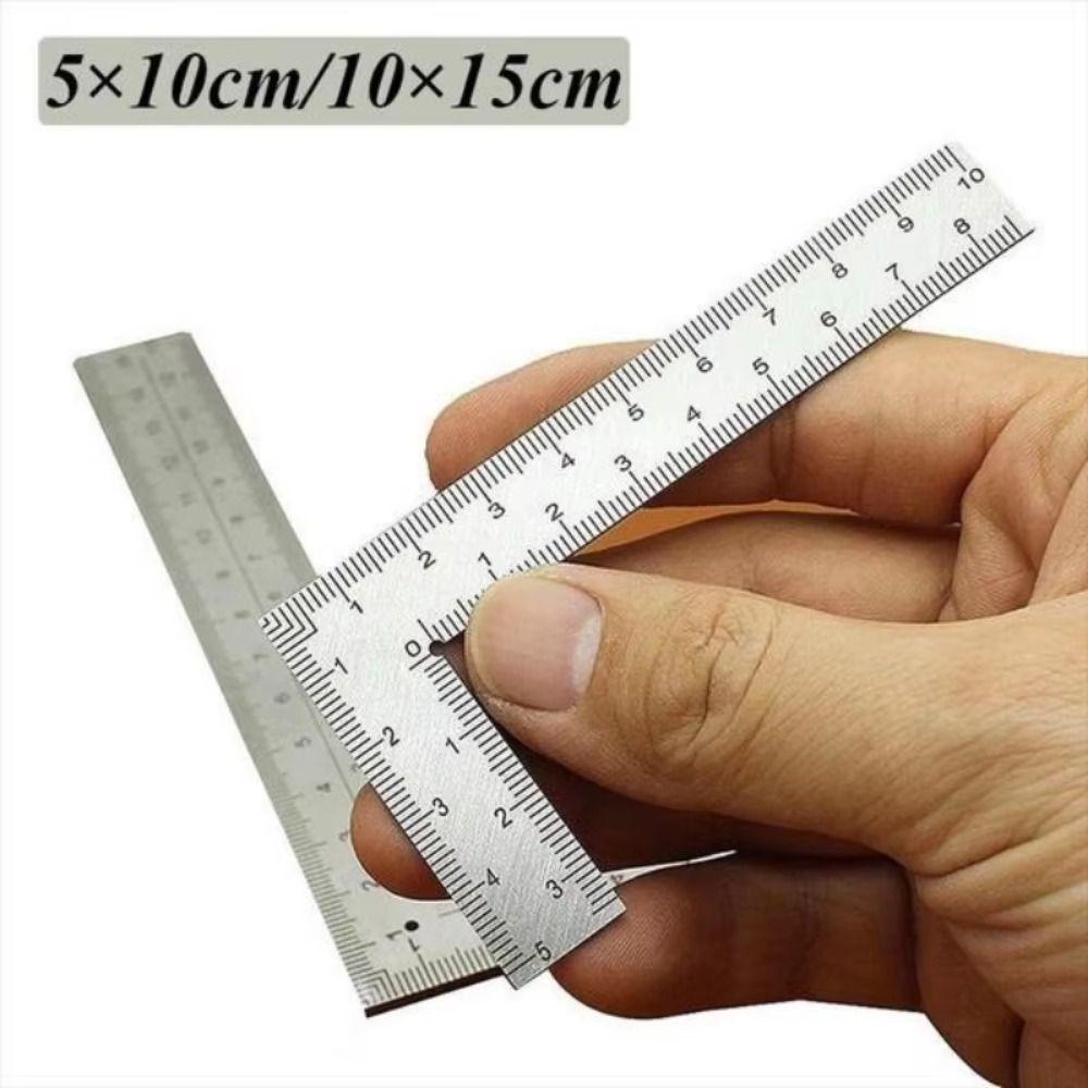 Measuring Tool Metal Ruler Double-Sided Mini Ruler L Square Ruler Metal Materials