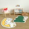 Cute Cartoon Rabbit Moon Tree Shape Rug Kawaii Soft Kids Room Bath Mat Home Decor Vibrant Art Durable Cozy Aesthetic Gift
