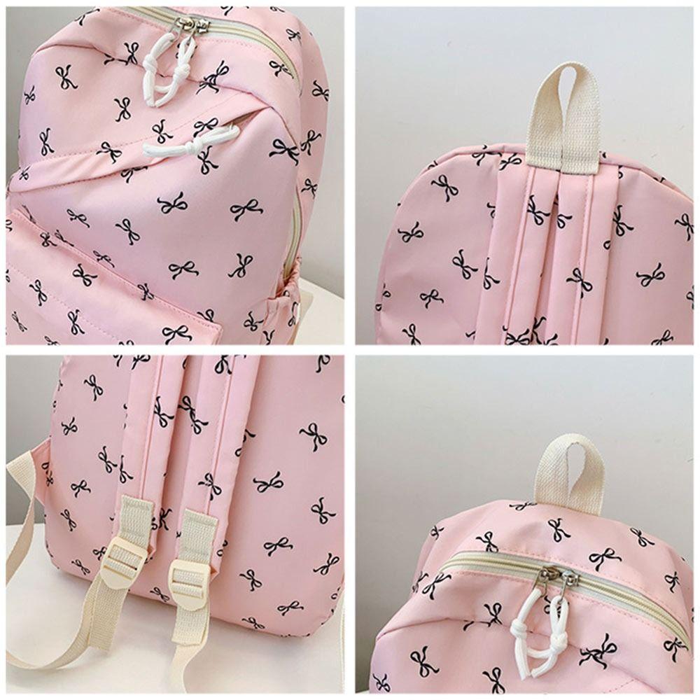 Cute Bow Print Student Schoolbag Nylon Large Capacity Bookbag School Bags