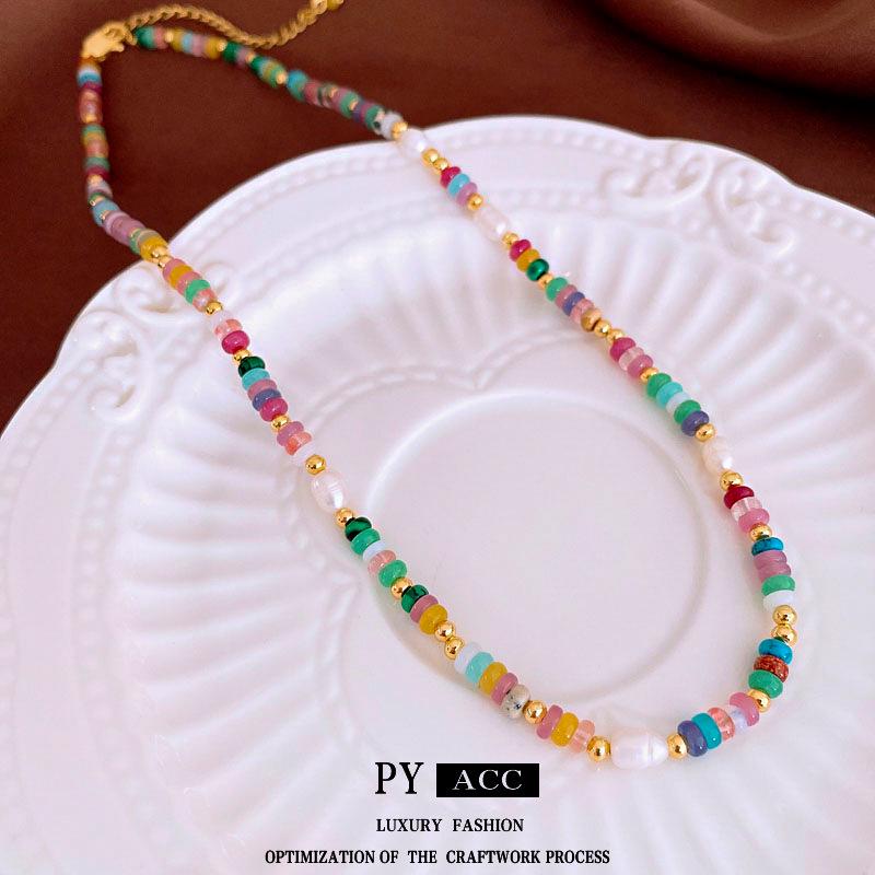 Armband im chinesischen Stil, vergoldet, mit Naturstein und Perlen, Vintage, mit Perlen