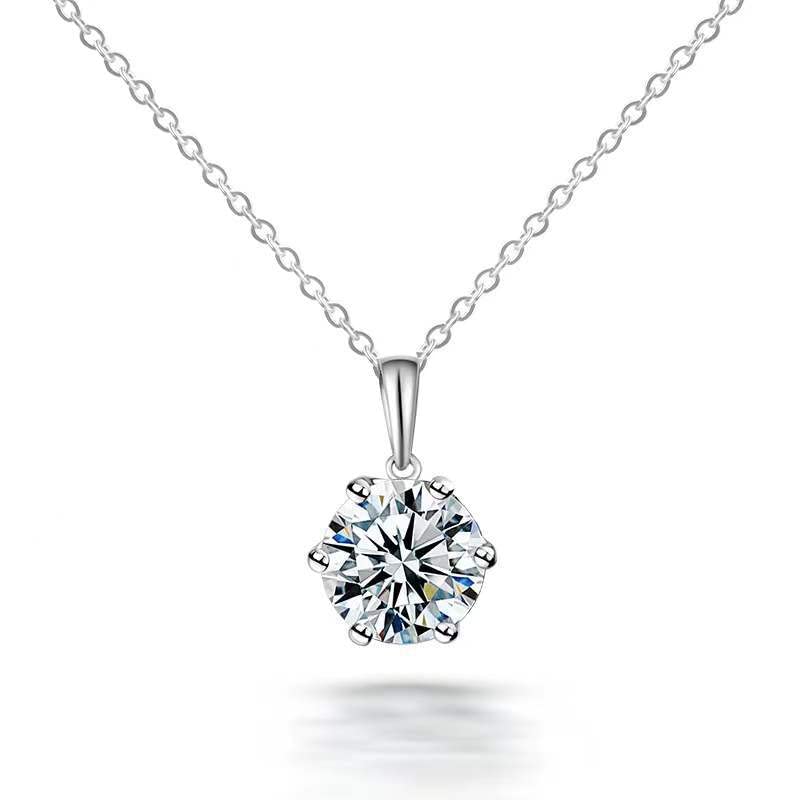 

Necklace Moissanite Silver 925 Single Stone Ladies Accessories Women Gift Metal Hypoallergenic Pendant Silver 925 Necklace Jewelry Accessories Silver