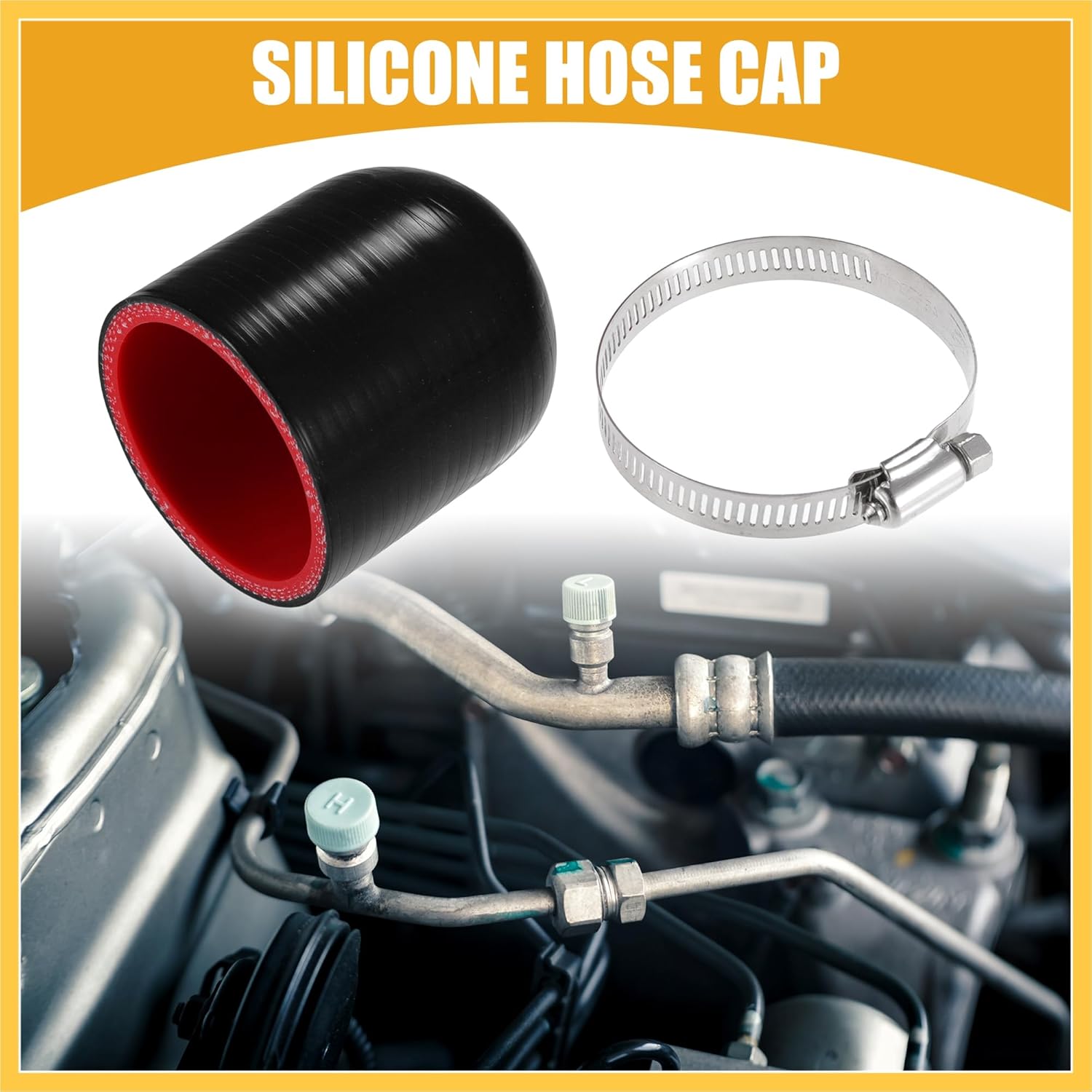1 Set 55mm 2.17  ID Universal Silicone Hose Cap Intake Vacuum Hose End Plug - Car for Coolant Heater Bypass Vacuum Water Port - Silicone Black Red