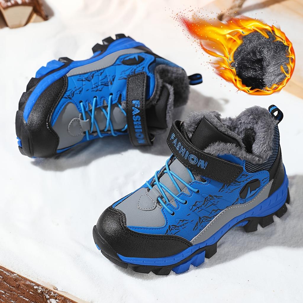 Children's Boots, Winter Plus Velvet Hiking Shoes, Comfortable Plush Lining, Warm, Comfortable, Suitable for Boys and Girls