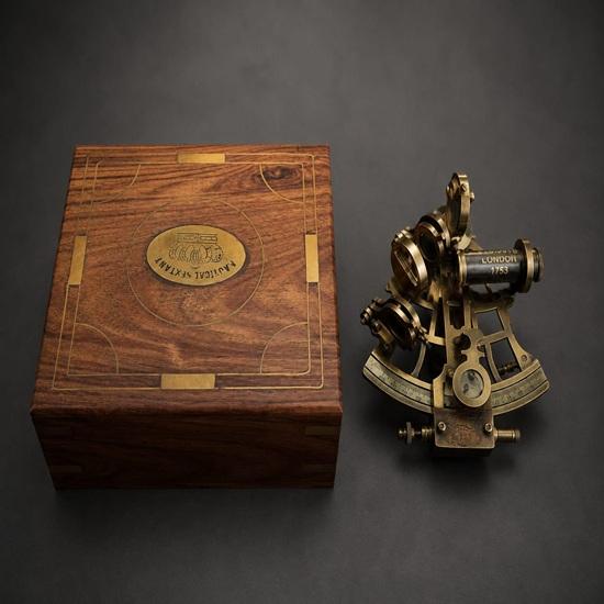 Brass Nautical Sextant with Dual Telescope Maritime Navigation Decor