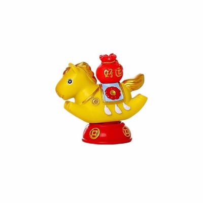 Gift Idea Cute 2026 Horse Year Mascot Year of The Horse Resin Zodiac Horse Figurines Cartoon Lifelike Horse Statue New Year Gift