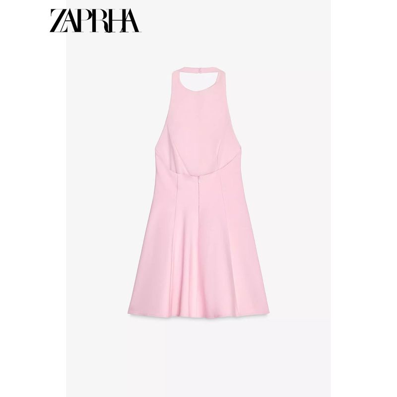 Zaprha 2025 New Arrival French Style Beautiful Wavy Style Wide Hem Halterneck Short Dress Waist Tight Slim Looking 2858777