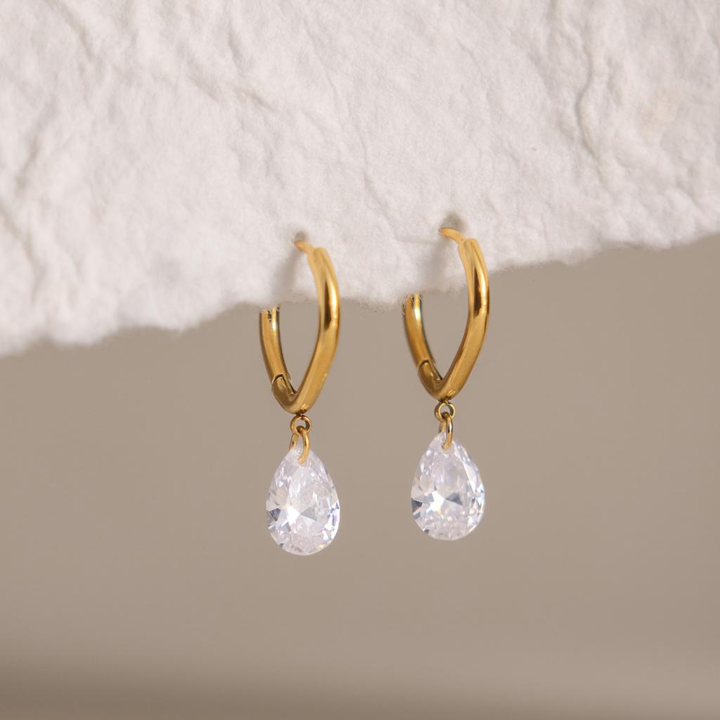 Youthway Minimalist Zircon Stainless Steel Drop Earring For Women New 18K Gold PVD Plated Waterproof Dangle Earring Jewelry