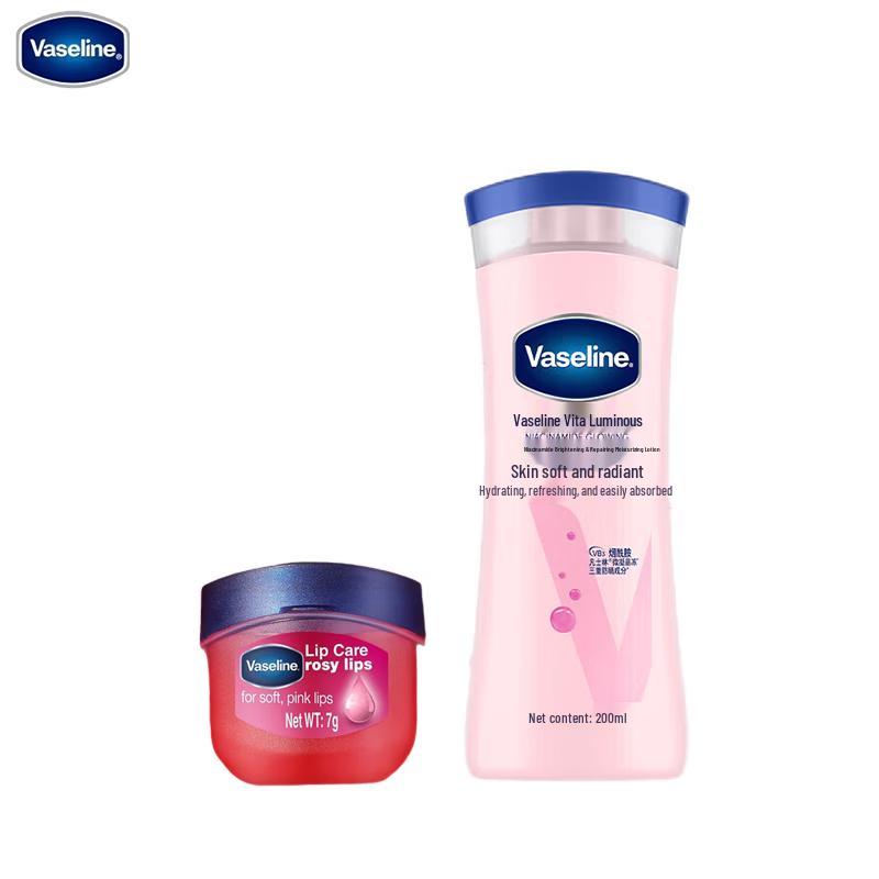 

Vaseline Niacinamide Brightening Body Lotion & Rosebud Lip Balm Set