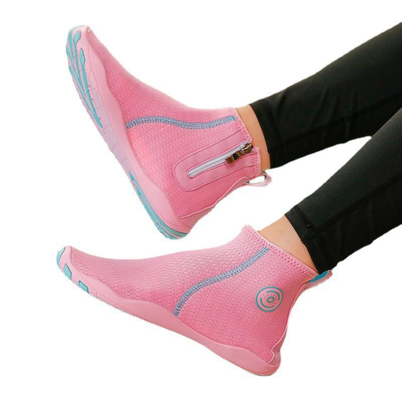 Damen High-Top rutschfeste Strandschuhe mit Reißverschluss, Schwimmschuhe, Sommer, schnell trocknend, atmungsaktiv, Paar-Fitnessschuhe
