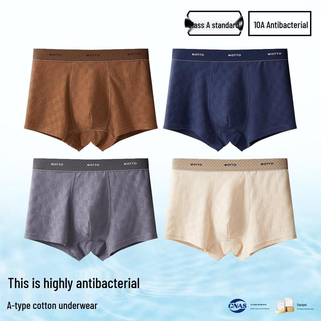 Men's A-Grade Antibacterial Pure Cotton Boxer Briefs, Plus Size, Breathable, Four-Corner Design