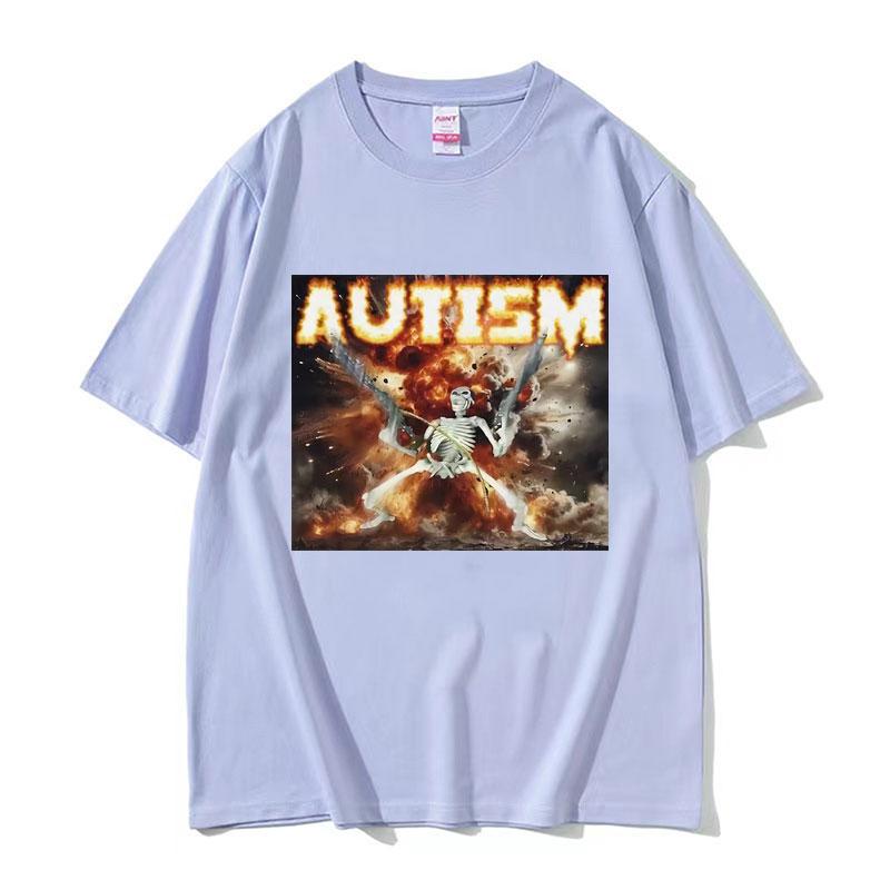 Autistic Funny Skeleton Meme Graphic T Shirt Men Fashion Gothic Retro T Shirts Male ONeck Oversized Short Sleeve Tshirt Unisex