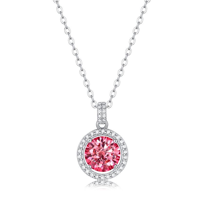 

Bague Ringen S925 Серебряный комплект 1ct/3ct Розовый Муассанит Круглый Торт Подвеска Ожерелье Свадебный Подарок Ювелирные Изделия