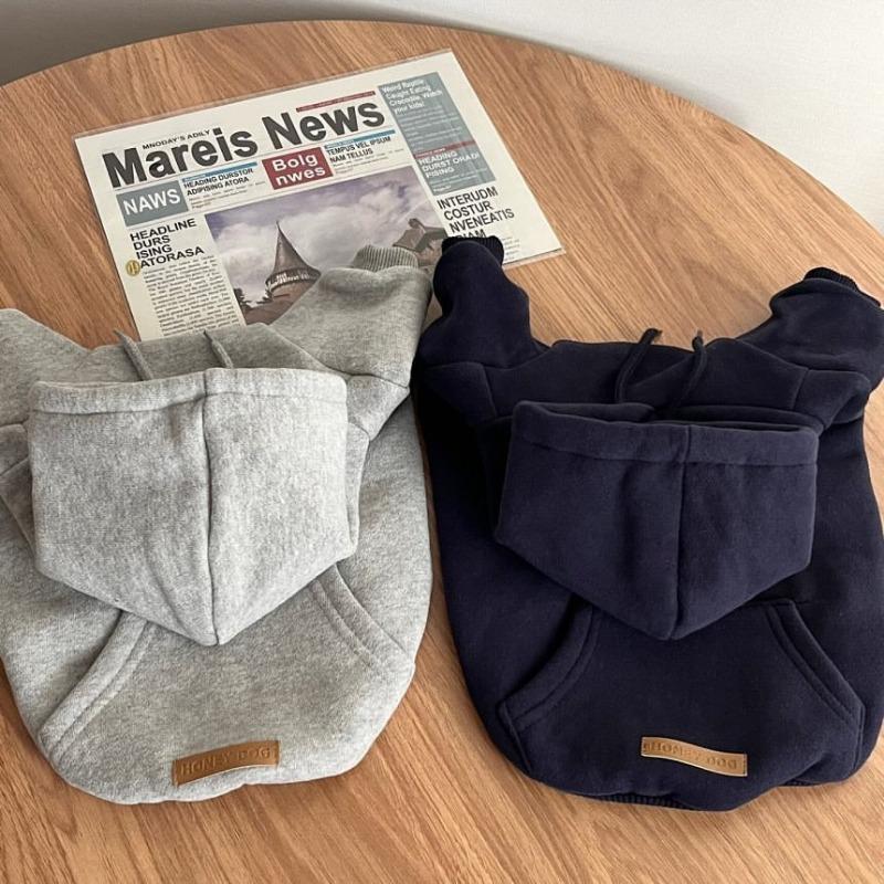 Brief Hoodie Haustierkleidung Hunde Mode Baumwolle Hundekleidung Kostüm Klein Französische Bulldogge Druck Frühling Herbst Grau Junge Maskottchen