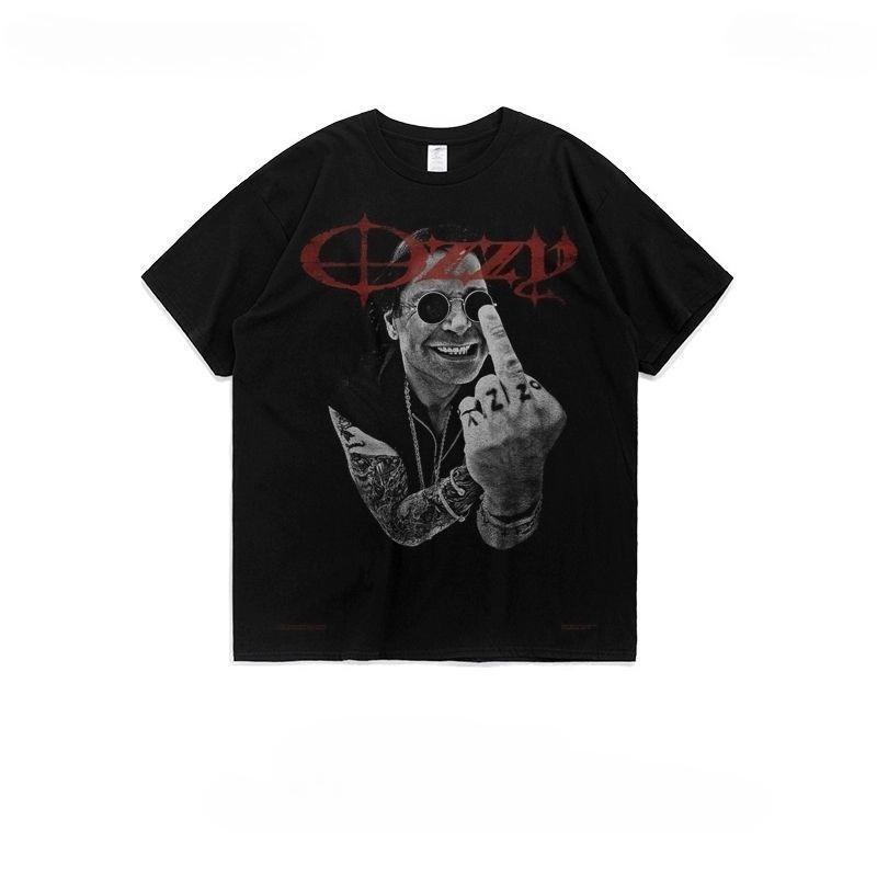 

Rock Heavy Metal Music Ozzy Osbourne Printed Shortsleeved Tshirt with Round Neckline Trendy and Fashionable Trend 4XL