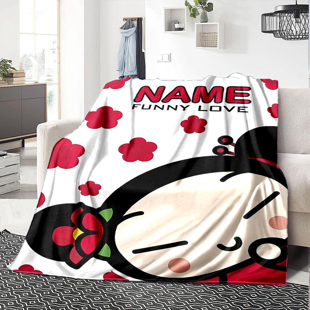 Customizable PUCCA1 Throw Blanket – Personalized Name, All-Season Cozy Snug Blanket, Machine Washable, Personalized Blanket