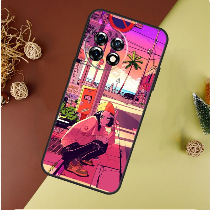 Vaporwave Glitch Anime For OnePlus Nord 4 CE 3 2 Lite N20 N30 9 10 Pro 8T 9RT 10T 10R 13R 12R 11 12 13 Phone Case