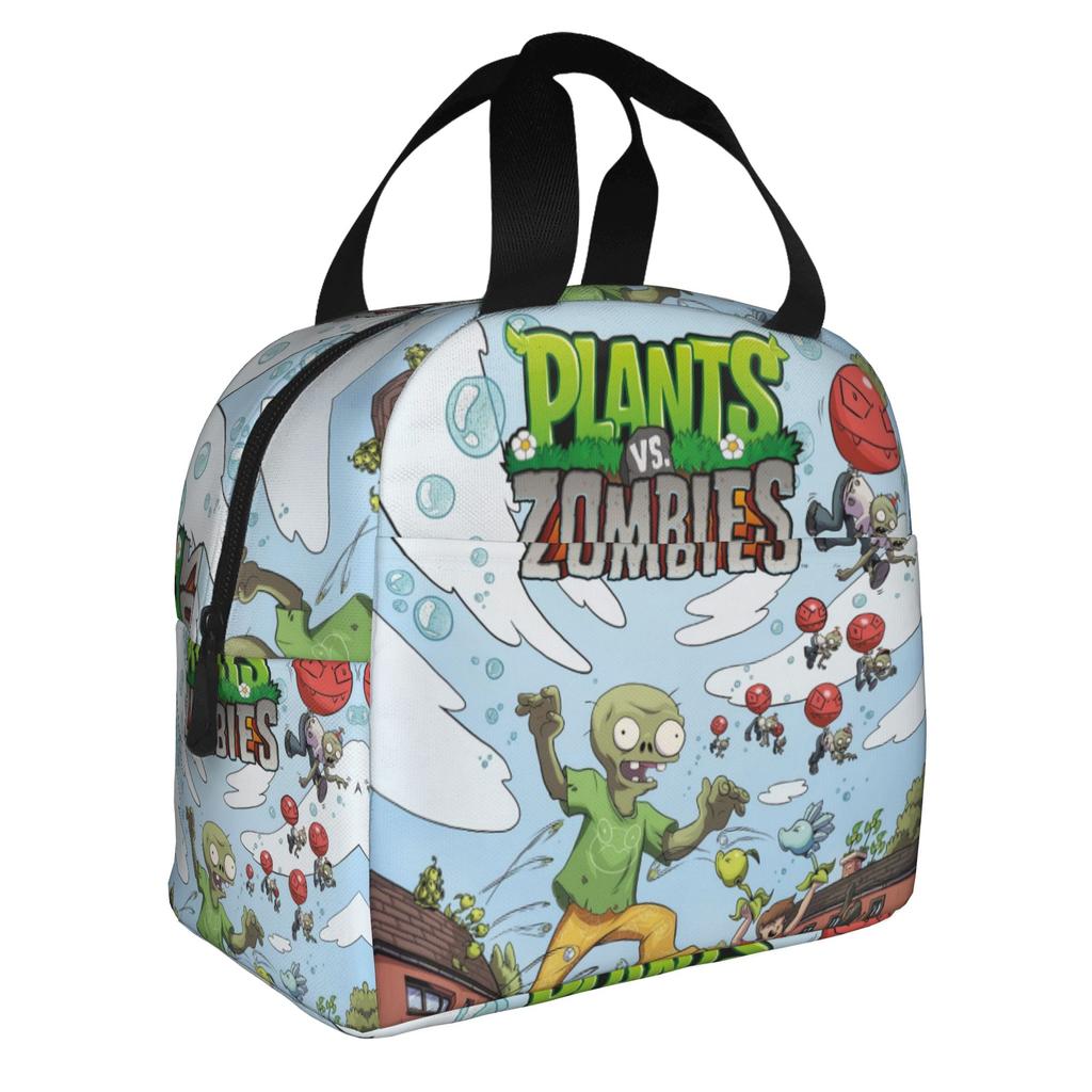 Pflanzen vs. Zombies Spiel Isolierte Lunchtasche für Damen Tragbar Thermokühlertasche Mittagessen Tasche Schule