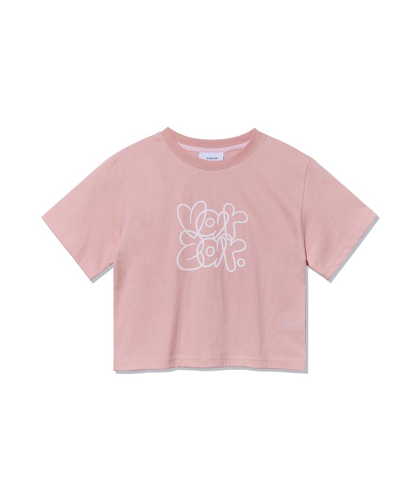 Bajal Graffiti Crop Short Sleeve T-Shirt Pink