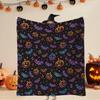 1pc Halloween Colorful Pumpkin And Bat Pattern Blanket Soft And Warm Suitable for All Seasons Sofa Bed Camping Travel Offic
