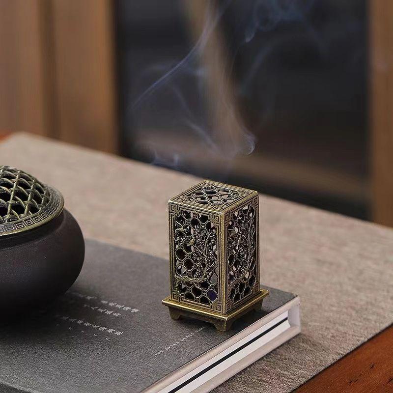 Square Vertical Incense Burner Small Xiangyun Alloy Incense Burner Indoor Aromatherapy Home Incense Burner Ornaments