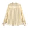 Womens Casual Loose Fit Striped Long Sleeve Button-Down Shirt With Turn-Down Collar Office Daily Wear