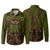 Camicia da uomo per l'Oktoberfest con stampa 3D, vestibilità larga, manica lunga, colletto, casual, stile vintage, traspirante, per lavoro, festival all'aperto, festa