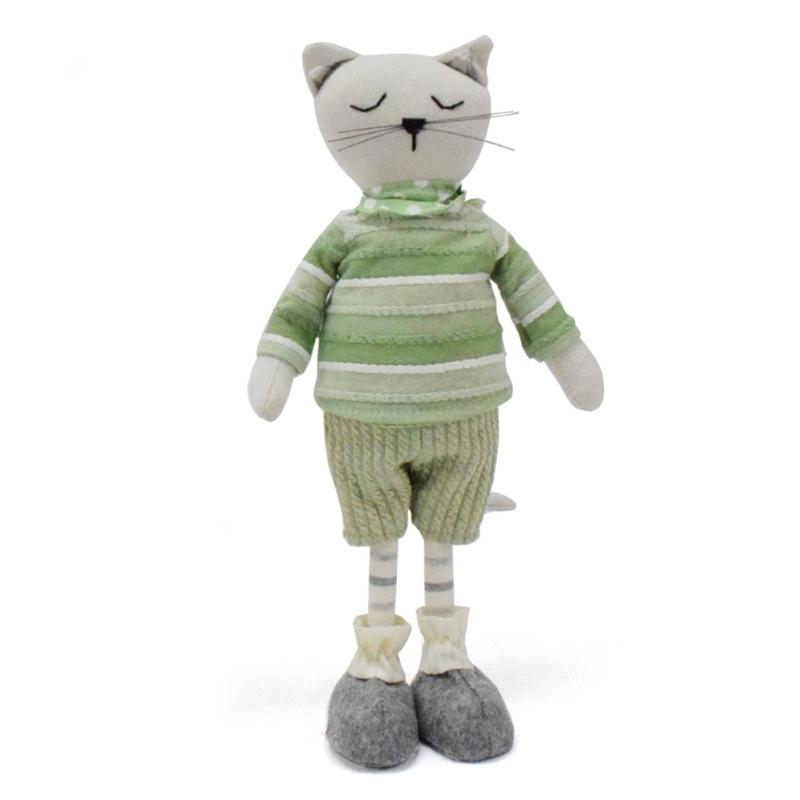 

Soft Plushie Toy Huggable Standing Cats Stuffe Animal Plush Toy,Shelf Display Ornament Home Decorations Birthday Gift зелений