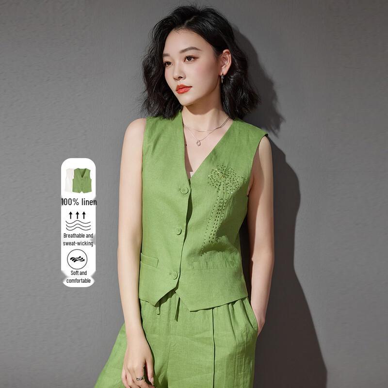 Women s Linen V-Neck Sleeveless Vest Top M