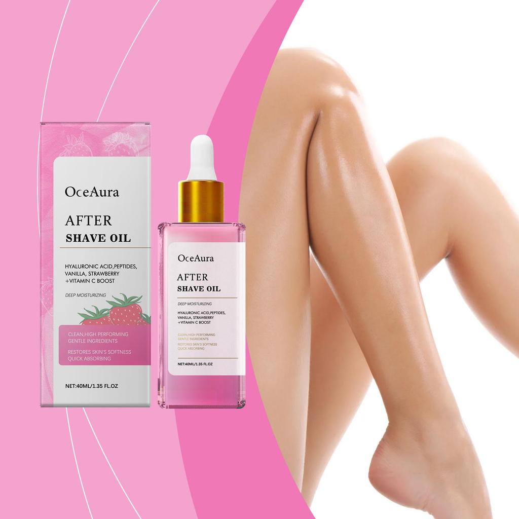 OceAura After Shave Oil Strawberry Vanilla Moisturizing Skin Soothing Intimate Area Leg Prevent Hair Growth Products Body Oil