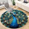 1pc Peacock Feather Office Round Area Rug, Under Office Chairs Bedroom Living Room Home Decor, Room Deco