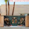 1 huge Christmas wreath store view background - 2D flat winter fairyland European-style store scene  snow window display