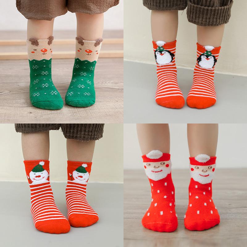 3Pairs/lot Christmas Baby Boy Socks Winter Fashion Socks Santa Claus Elk Cotton Snowman Infant Girl Socks Autumn Kids Sock