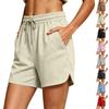 Women Casual Loose Fit Printed Shorts with Pockets Elastic Waistband Drawstring Lightweight Summer Bottoms