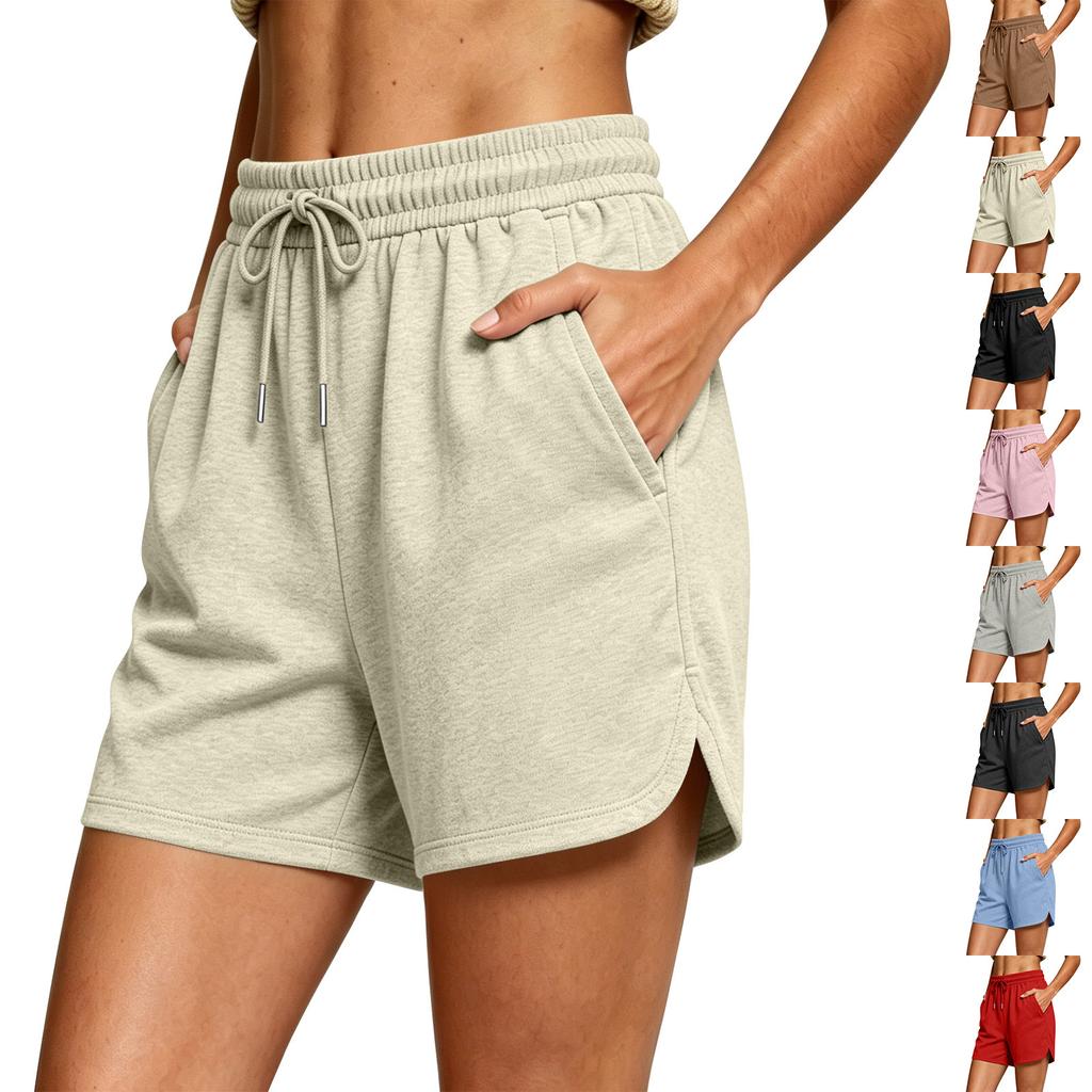 Women Casual Loose Fit Printed Shorts with Pockets Elastic Waistband Drawstring Lightweight Summer Bottoms