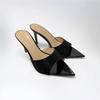 2025 summer European and American sexy black high-heeled sandals women pointed thin heel with rhinestone high-heeled sandals outside