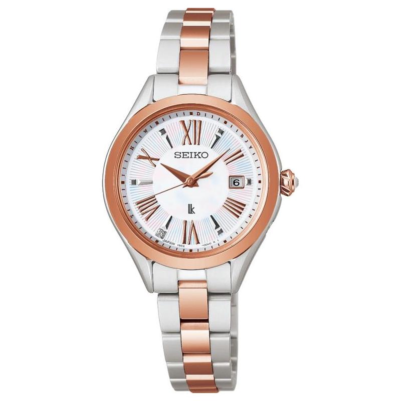 SEIKO Lukia 100 meters waterproof Quartz titanium strap 28mm women s watch white dial SSQW096 синий
