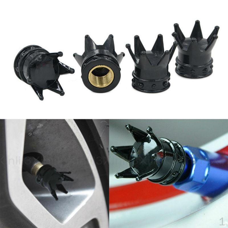 

4 Crown Car Tire Dust Caps Wheel Screw Cover