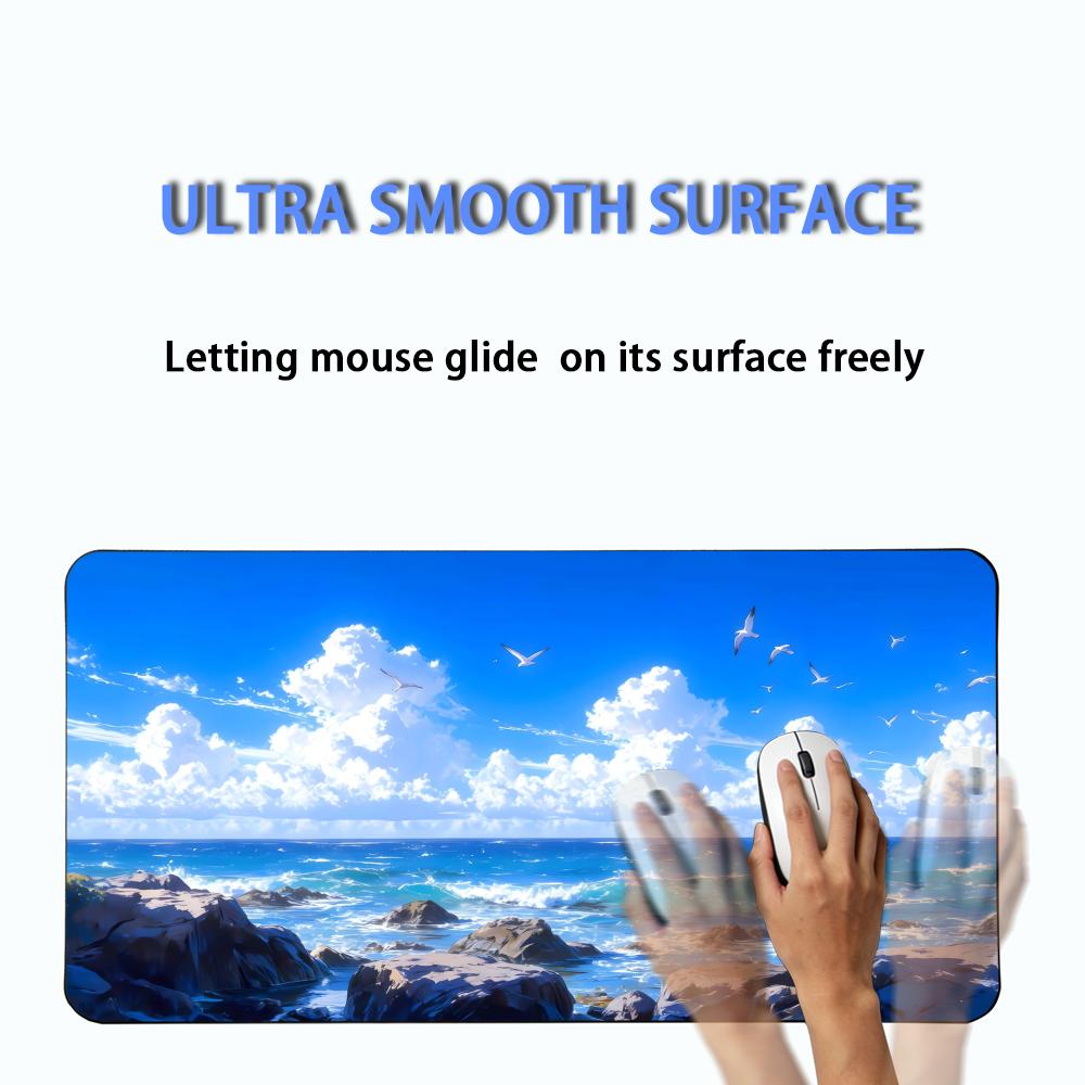 Sea Pattern XXL Gaming Mouse Pad, Non-slip Stitched-edge Desk Mat, Keyboard Mat, Computer Accessories for PC Gamers, 1000x500