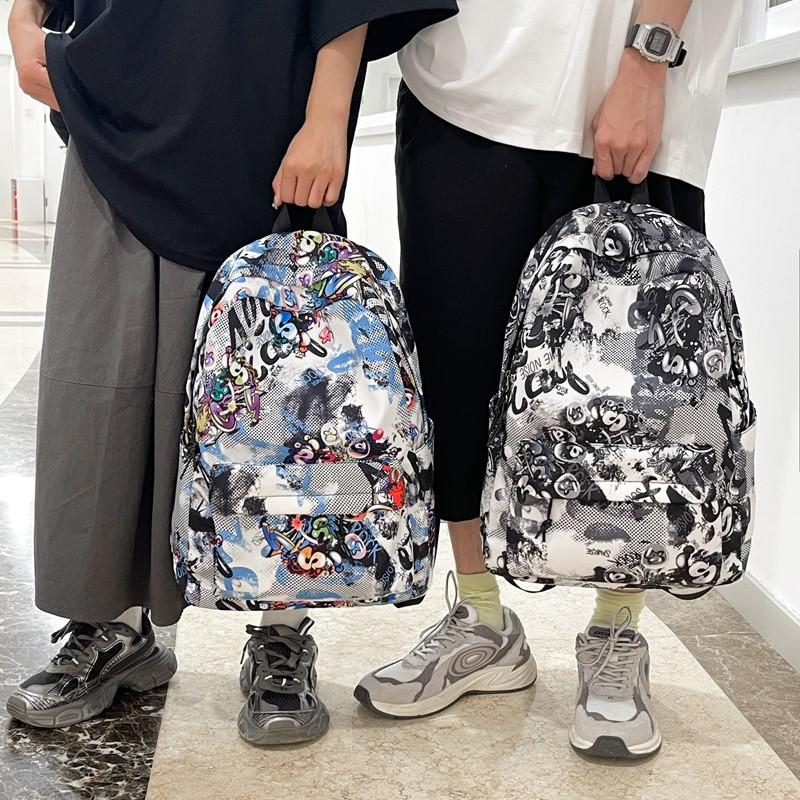Schoolbag Versatile College Student Large Capacity High School Junior High School Student Tide Brand Harajuku Doodle Backpack Male ins Cool