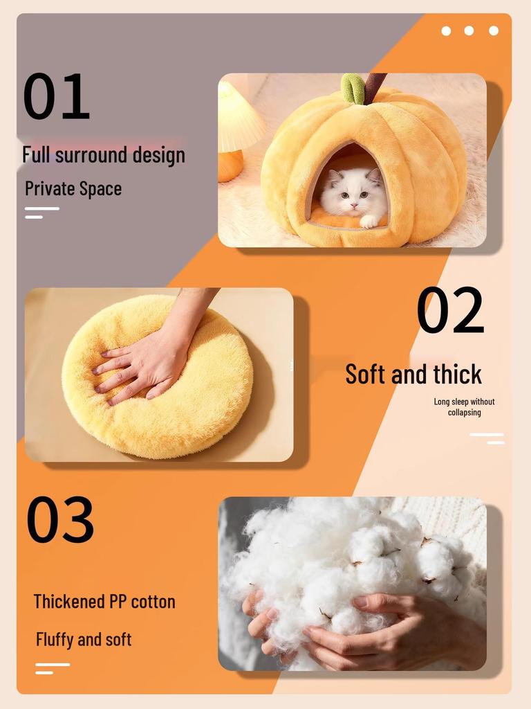 Pumpkin Nest Pet Bed: Cozy Winter Blanket for Cats, Dogs, Rabbits & Guinea Pigs
