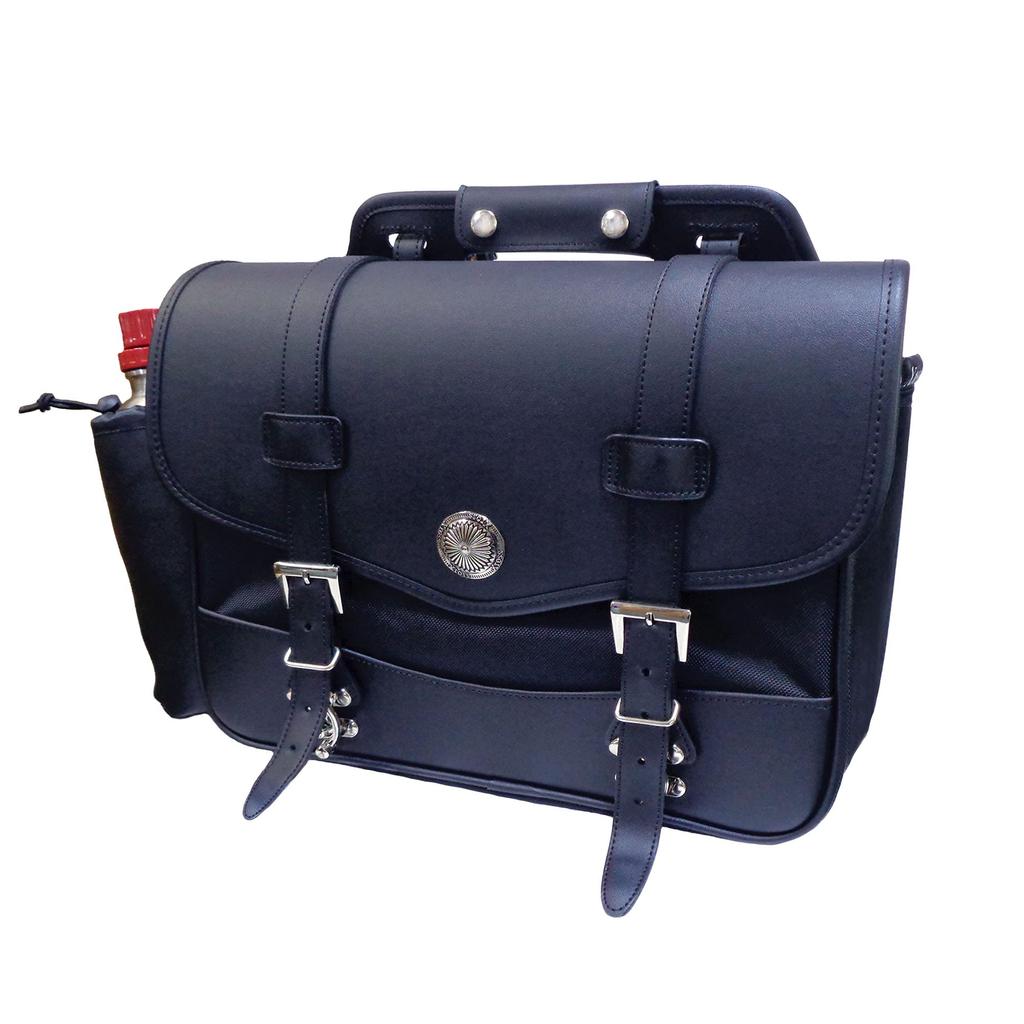 Xross Cross Single Saddlebag Side Bag Black with Bottle Holder and Rain Expanded Capacity XC-012W Cover,