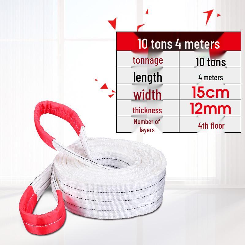 National Standard White Double Eye Lifting Sling, Hoist Crane Sling, 5/3/2 Ton Tow Strap