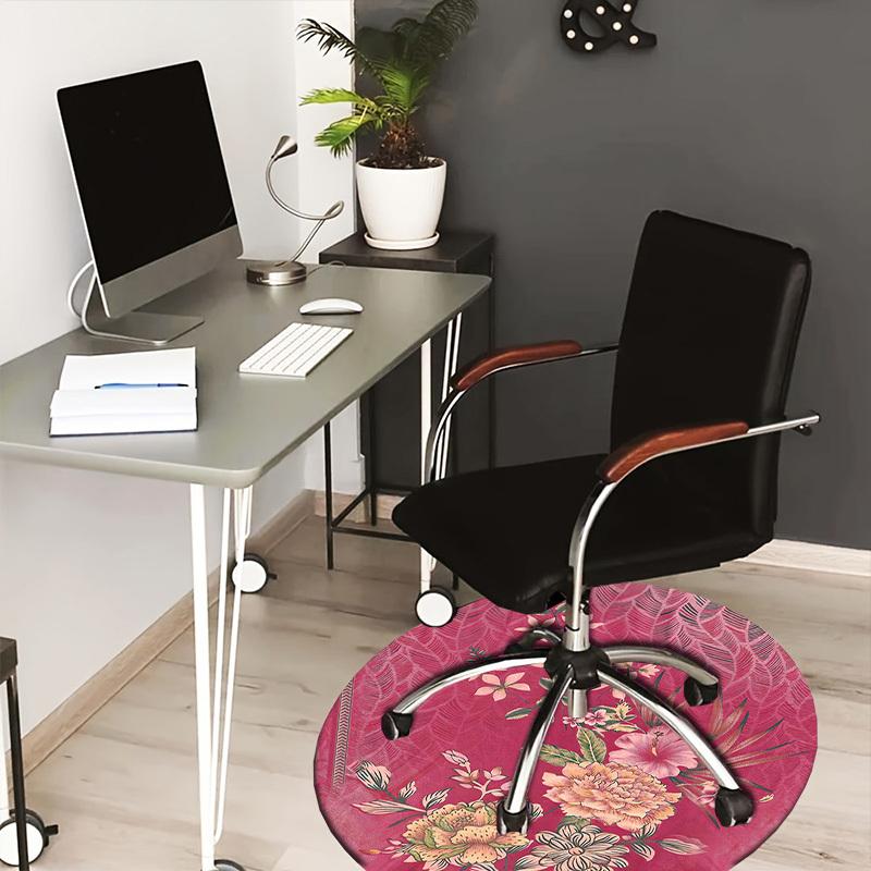 

1pc Office Carpet Chair Mats Floral Pattern on Circular Background Perfect for Decorating Office Chairs, Living Rooms, Or Bedrooms.YDT133 80cm by 80cm