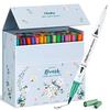 Ohuhu 120-Farben Kunstmarker Stift Set, Twin Marker, Lebhaft, Schnelltrocknend, Pinselstift, Aquarellpinsel, Illustration, Marker, Wasserbasiert, Malbuch,